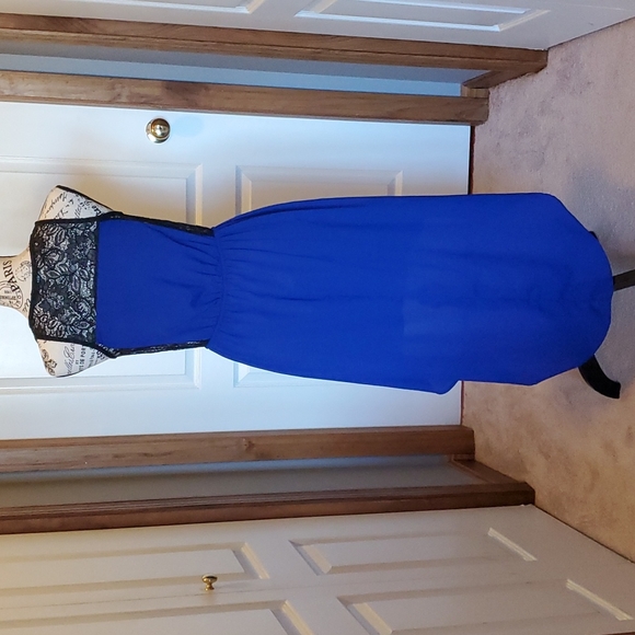Soprano Hi Low Blue and Black Dress, Medium - Picture 9 of 11